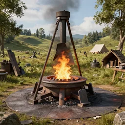 8 k hd detailed octane render of an iron age forge
