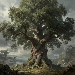 A highly detailed 4K fantasy matte painting of a elder tree, zdzislaw beksinski, ArtStation, CGSociety, Unreal Engine
