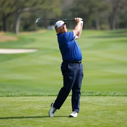 donald trump working hard at the golf course