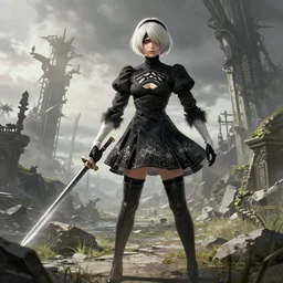 an environmental concept art of nier automata, highly detailed, environmental light, cinematic by maxwell boas