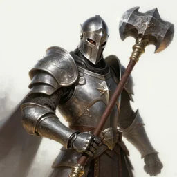 male holy paladin in armor with a helmet, holding a mace, intricate, sharp focus, lens flare, bloom, illustration, highly detailed, digital painting, concept art, matte, art by ruan jia and wlop and greg rutkowski, masterpiece