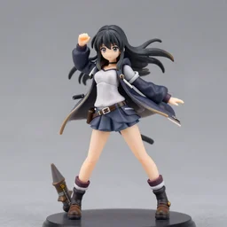 still figurine of goth anime girl wearing alternative clothes, personification, dynamic pose, detailed product photo, featured on amiami, 8 k, 8 5 mm, f. 1 4, beautiful composition, by makoto shinkai, by akihiko yoshida