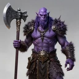 amazing masterclass portrait of a ruthless purple barbarian cyclops, giant axe, 8 k, hyperrealistic, dragon slayer, hyperdetailed, fantasy portrait by laura sava
