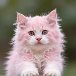 Beautiful pink fluffy kitten, dreamlike Photography, First-Person, Full-HD, Natural Lighting