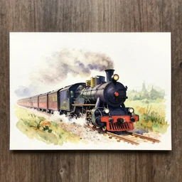 small centered on watercolor paper, paint brush strokes, abstract watercolor painting of steam train voyage, cinematic light, national romanticism by anders zorn, by hans dahl, by jesper ejsing, by greg rutkowski, by greg manchess, by tyler edlin, by craig mullins