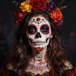 illustration of a sugar skull day of the dead girl, art by nick sullo