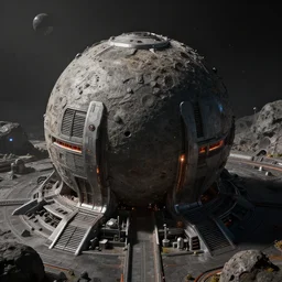 asteroid base, sci-fi digital art, octane render, trending on artstation, hd, 4k, ultra sharp, ultra details
