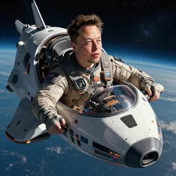 elon musk in spaceship. artstation, detailed.