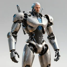 advanced robust masculine robotic cyborg design, studio octane render