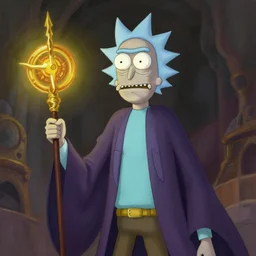 a wizard, in the style of rick and morty, digital art, realistic painting, dnd, character design, trending on artstation