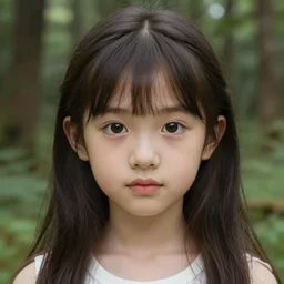 detailed cute girl in a forest, detailed face, sharp focus, sharp, hd