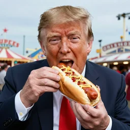 Donald Trump eating a hotdog at the Ohio State Fair, Pulitzer Prize winning photograph
