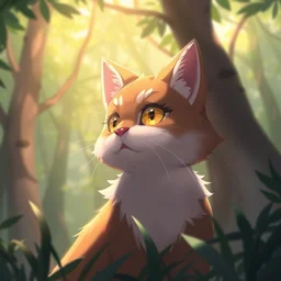 a portrait of a cat in the forest, trending on artstation, trending on furaffinity, digital art, by kawacy, anime, furry art, warm light, backlighting, cartoon, concept art