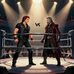 a beautiful illustration of my friend joe rogan vs voldo in a steel cage match, digital art,