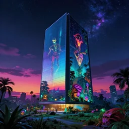 architecture by edward hopper, meadow tokyo assassin's creed at winter otherworldly retrowave at night tron thermal imaging cosmic nightsky uv light vaporwave at dusk extraterrestial sunset junglepunk bioshock, archdaily, wallpaper, highly detailed, trending on artstation.