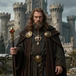 a super detailed full body portrait of a dwarf warpriest with brown hair, castle setting, d & d rpg portrait, hires headshot, 4 k, symmetrical, centered, art by tim hildebrandt and frank frazetta and gerald brom and greg rutkowski