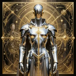 futuristic priest, reflective chrome armor, super intricate gold ornaments artwork by tooth wu and wlop and alena aenami and greg rutkowski