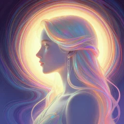 side profile painted portrait, imogen poots paladin, gloomhaven, d & d, soft, smooth, luminescent, art nouveau, concept art, backlit glow, ripples, swirly vibrant color lines, holy, gaudy colors, aesthetic octane render, 8 k, by ilya kuvshinov, cushart krenz, killian eng, artgerm