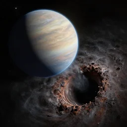 a planet being pulled into a black hole