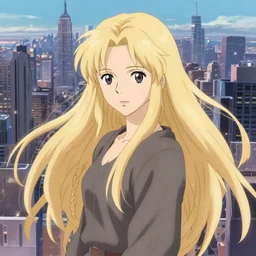 debbie harry looking at camera new york cityscape background in illustration concept art lotr anime key visual portrait long flowing hair fine detail delicate features gapmoe kuudere trending pixiv by isana 6 1 5 fanbox by yoshida seiji, makoto shinkai, and takashi takeuchi, studio ghibli