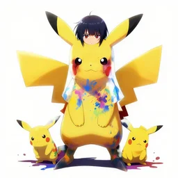 full body, splatter paint, pokemon!!!!! mew!!!!!!!!!!!, gapmoe yandere grimdark, trending on pixiv fanbox, painted by makoto shinkai takashi takeuchi studio ghibli, akihiko yoshida, ken sugimori!!!!