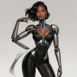 portrait of an absurdly beautiful, graceful, sophisticated, fashionable black cyberpunk mechanoid gravure idol, hyperdetailed illustration by irakli nadar, maria borges, matt wisniewski style, intricate linework, dark skin, neon jellyfish headdress, intricate ivory carved ruff, unreal engine 5 highly rendered, global illumination, radiant light, detailed and intricate environment