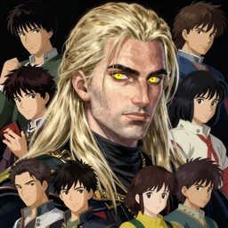 portrait of geralt of rivia, yellow eyes, looks like henry cavill, by atay ghailan & akira toriyama & ken sugimori & takeshi obata & hiromu arakawa & masashi kishimoto & yusuke murata & hayao miyazaki & masashi ando,