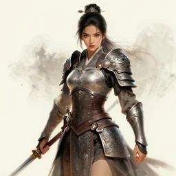 stunning drawing of an female warrior, hd, Artstation