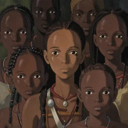 a film still of an african tribe, delicate features finely detailed perfect art, gapmoe yandere grimdark, trending on pixiv fanbox, painted by greg rutkowski makoto shinkai takashi takeuchi studio ghibli