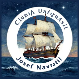a ship sailing on a wave in the night sky, a storybook illustration by josef navratil, shutterstock contest winner, american romanticism, logo, storybook illustration, digital illustration