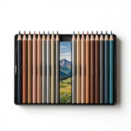 lacquered colored pencil set, photorealistic, isolated on a pure white background, centered, entire object in frame, sharp focus, soft studio lighting