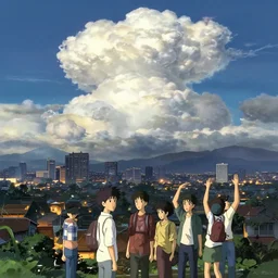 highly detailed illustration of a an hanoi city at night and lots of high exposure cummulonimbus clouds by makoto shinkai, by oliver vernon, by joseph moncada, by damon soule, by manabu ikeda, by kyle hotz, by dan mumford, by otomo, 4 k