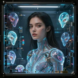 beauty woman in holograms of alien artifacts, electrical case display, total recall tech, , ultrarealistic, dramatic lighting, electrical details, high details, 4k, 8k, best, accurate, trending on artstation, artstation, photorealism, ultrarealistic, digital painting, style of Tristan Eaton Stanley Artgerm and Hajime Sorayama, Caravaggio, Boris Vallejo
