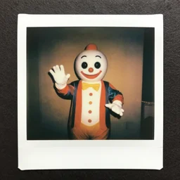 Polaroid of candy man in candy land ,creepy pasta