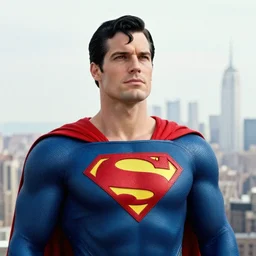 Superman at a distance in New York, ww3 photo, grainy, high detail, high resolution