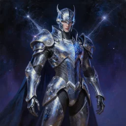 'Quantum Lord' A beautiful detailed sci-fi portrait painting depicting 'The dark lord of universe, standing in his shimmering quantum armor in front of space' by Wayne Barlowe and Takashi Murakami, Trending on cgsociety artstation, 8k, masterpiece, highly detailed.