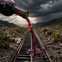 red wine flowing down a storm drain
