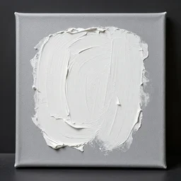 thick impasto oil paint titanium white on a canvas, gray canvas, product photography, professional photography, dslr, micro detail, realistic, realism, thick paint, textured canvas, cinematic lighting