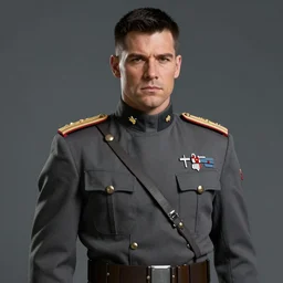 portrait of a man by greg rutkowski, british features, short black hair in military style, straight jaw, tall and strong, star wars expanded, universe, he is about 3 0 years old, wearing imperial admiral uniform, artstation hq