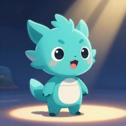 zoom of cyan cute spirit axie pet, standing and speaking inspiring speach, fantasy, studio ghibli, clean cel shaded vector art, cinematic lighting, volumetric lighting, smooth, sharp focus, highly detailed, render in unreal engine 5, artstation, deviantart, behance, trending, epic composition, octane, light rays, award - winning
