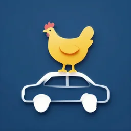 chicken on top of a car, icon