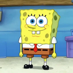 SpongeBob in black suit as a human