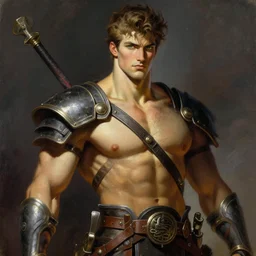 warrior, attractive male, character design, painting by gaston bussiere, greg rutkowski, katsuya terada, frank frazetta, trending on artstation