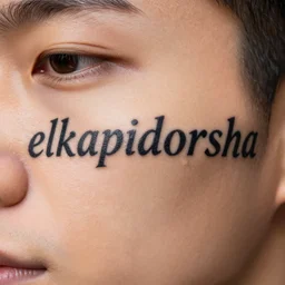 tattoo of a word elkapidorsha written on a face