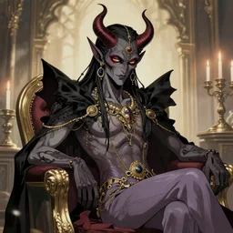 A demon taking a leisurely break from its usual demonic duties + Anime + Intricate + Elegant + extreme Detail + cinematic + Digital Art