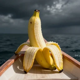friendly ripened banana in a boat