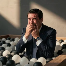 Ted Cruz crying in a ball pit