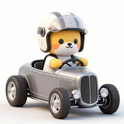 cute and funny, salt and pepper, wearing a helmet, driving a hotrod, oversized enginee, ratfink style by ed roth, roth's drag nut fuel, centered award winning watercolor pen illustration, isometric illustration by chihiro iwasaki, the artwork of r. crumb and his cheap suit, cult - classic - comic,