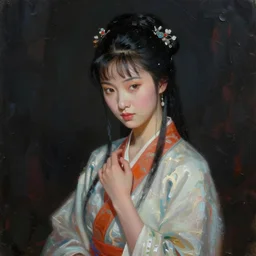 lin daiyu in a dream of red mansions, cyberpunk, oil painting, darkness, paint texture, digital painting, highly detailed, artstation, sharp focus, illustration, concept art, ruan jia, charlie bowater, tom bagshaw, norman rockwell
