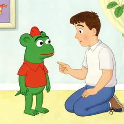 ape teaching pepe by simon stalenhag